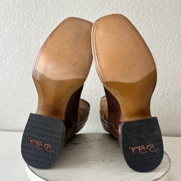 Rod Patrick Mens Cowboy Boots 9.5B Perro Loco Brown Leather Western Square Toe - Picture 10 of 14